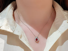 Load image into Gallery viewer, LUOWEND 18K White Gold Natural Ruby Necklace for Women