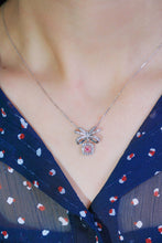 Load image into Gallery viewer, LUOWEND 18K White Gold Real Natural Pink Diamond Pendant Necklace for Women