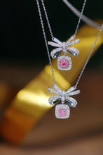Load image into Gallery viewer, LUOWEND 18K White Gold Real Natural Pink Diamond Pendant Necklace for Women