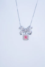 Load image into Gallery viewer, LUOWEND 18K White Gold Real Natural Pink Diamond Pendant Necklace for Women