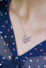 Load image into Gallery viewer, LUOWEND 18K White Gold Real Natural Pink Diamond Pendant Necklace for Women