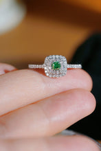 Load image into Gallery viewer, LUOWEND 18K White Gold Natural Green Diamond Ring for Women