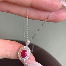 Load image into Gallery viewer, LUOWEND 18K White Gold Natural Ruby Necklace for Women