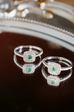 Load image into Gallery viewer, LUOWEND 18K White Gold Natural Green Diamond Ring for Women