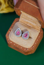 Load image into Gallery viewer, LUOWEND 18K White Gold Real Natural Pink Diamond Stud Earrings for Women