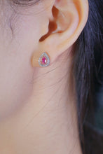 Load image into Gallery viewer, LUOWEND 18K White Gold Real Natural Pink Diamond Stud Earrings for Women