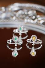 Load image into Gallery viewer, LUOWEND 18K White Gold Natural Green Diamond Ring for Women