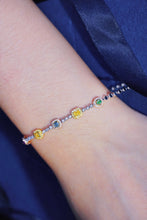 Load image into Gallery viewer, LUOWEND 18K White Gold Real Natural Colorful Diamond Bracelet for Women