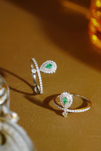 Load image into Gallery viewer, LUOWEND 18K White Gold Natural Green Diamond Ring for Women