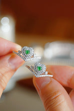 Load image into Gallery viewer, LUOWEND 18K White Gold Natural Green Diamond Ring for Women