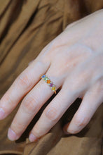 Load image into Gallery viewer, LUOWEND 18K Yellow Gold Real Natural Aquamarine and Diamond Gemstone Ring for Women