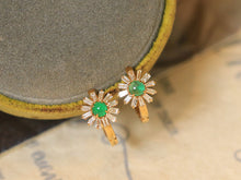 Load image into Gallery viewer, LUOWEND 18K Yellow Gold Natural Emerald Earrings for Women