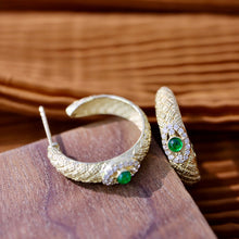 Load image into Gallery viewer, LUOWEND 18K Yellow Gold Real Natural Emerald and Diamond Ring for Women