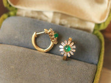 Load image into Gallery viewer, LUOWEND 18K Yellow Gold Natural Emerald Earrings for Women