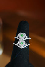 Load image into Gallery viewer, LUOWEND 18K White Gold Natural Green Diamond Ring for Women