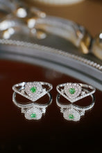 Load image into Gallery viewer, LUOWEND 18K White Gold Natural Green Diamond Ring for Women