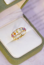 Load image into Gallery viewer, LUOWEND 18K Yellow Gold Real Natural Aquamarine and Diamond Gemstone Ring for Women