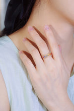 Load image into Gallery viewer, LUOWEND 18K Yellow Gold Real Natural Aquamarine and Diamond Gemstone Ring for Women