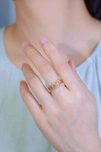 Load image into Gallery viewer, LUOWEND 18K Yellow Gold Real Natural Aquamarine and Diamond Gemstone Ring for Women