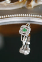 Load image into Gallery viewer, LUOWEND 18K White Gold Natural Green Diamond Ring for Women
