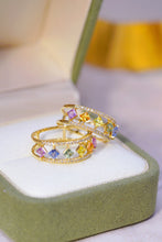 Load image into Gallery viewer, LUOWEND 18K Yellow Gold Real Natural Aquamarine and Diamond Gemstone Ring for Women