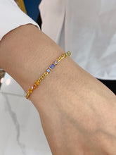 Load image into Gallery viewer, LUOWEND 18K Yellow Gold Real Natural Aquamarine Bracelet&Necklace for Women