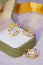 Load image into Gallery viewer, LUOWEND 18K Yellow Gold Real Natural Aquamarine and Diamond Gemstone Ring for Women