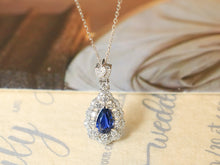 Load image into Gallery viewer, LUOWEND 18K White Gold Natural Sapphire Necklace for Women