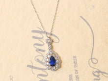 Load image into Gallery viewer, LUOWEND 18K White Gold Natural Sapphire Necklace for Women
