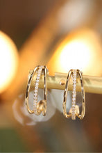 Load image into Gallery viewer, LUOWEND 18K Yellow Gold Natural Diamond Earrings for Women