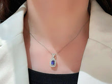 Load image into Gallery viewer, LUOWEND 18K White Gold Natural Sapphire Necklace for Women