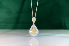 Load image into Gallery viewer, LUOWEND 18K White Gold Real Natural Yellow Diamond Pendant Necklace for Women