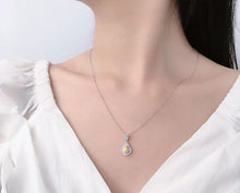 Load image into Gallery viewer, LUOWEND 18K White Gold Real Natural Yellow Diamond Pendant Necklace for Women