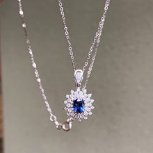 Load image into Gallery viewer, LUOWEND 18K White Gold Natural Sapphihre Necklace for Women