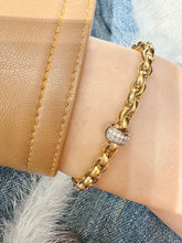 Load image into Gallery viewer, LUOWEND 18K Yellow Gold Real Natural Diamond Bangle for Women