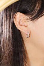 Load image into Gallery viewer, LUOWEND 18K White Gold Natural Diamond Hoop Earrings for Women