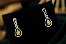 Load image into Gallery viewer, LUOWEND 18K White Gold Natural Yellow Diamond Earrings for Women