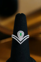 Load image into Gallery viewer, LUOWEND 18K White Gold Natural Green Diamond Ring for Women