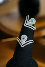 Load image into Gallery viewer, LUOWEND 18K White Gold Natural Green Diamond Ring for Women