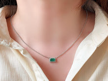 Load image into Gallery viewer, LUOWEND 18K White Gold Natural Emerald Necklace for Women