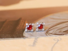 Load image into Gallery viewer, LUOWEND 18K Yellow Gold Natural Ruby Earrings for Women
