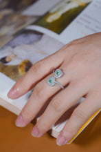 Load image into Gallery viewer, LUOWEND 18K White Gold Natural Green Diamond Ring for Women