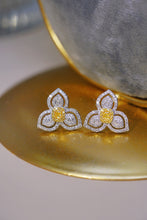 Load image into Gallery viewer, LUOWEND 18K White Gold Real Natural Yellow Diamond Stud Earrings for Women