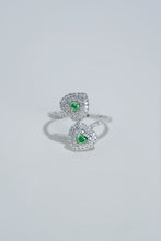 Load image into Gallery viewer, LUOWEND 18K White Gold Natural Green Diamond Ring for Women