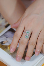 Load image into Gallery viewer, LUOWEND 18K White Gold Natural Green Diamond Ring for Women