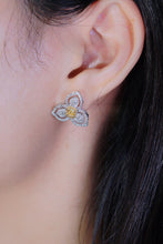 Load image into Gallery viewer, LUOWEND 18K White Gold Real Natural Yellow Diamond Stud Earrings for Women
