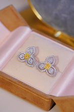 Load image into Gallery viewer, LUOWEND 18K White Gold Real Natural Yellow Diamond Stud Earrings for Women