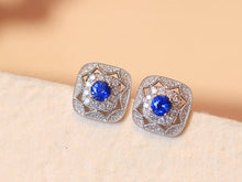 Load image into Gallery viewer, LUOWEND 18K White Gold Natural Sapphire Earrings for Women