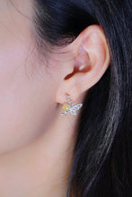 Load image into Gallery viewer, LUOWEND 18K White Gold Real Natural Yellow Diamond Stud Earrings for Women