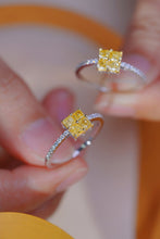 Load image into Gallery viewer, LUOWEND 18K White Gold Real Natural Yellow Diamond Ring for Women